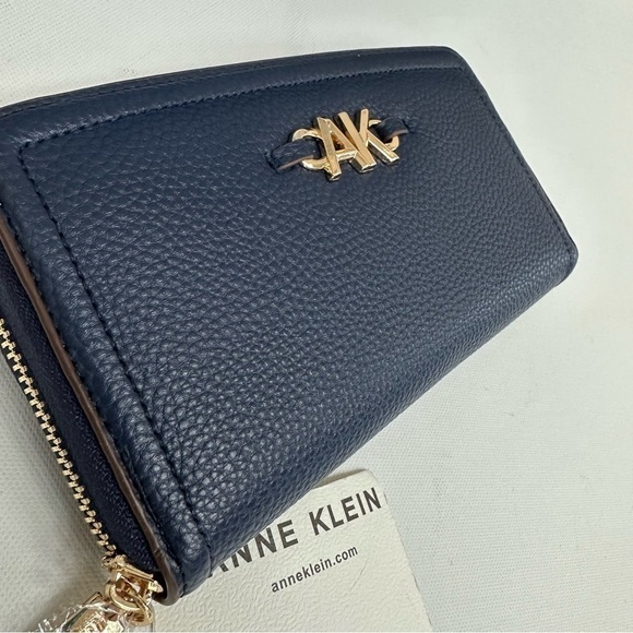 Anne Klein Navy Curved Zip Around Wallet - Picture 11 of 11